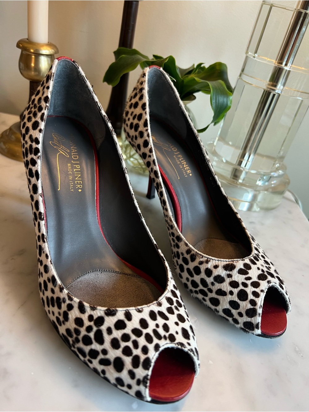 Donald J. Pliner Couture Italy Calf Hair Peep-Toe Parr Pumps
